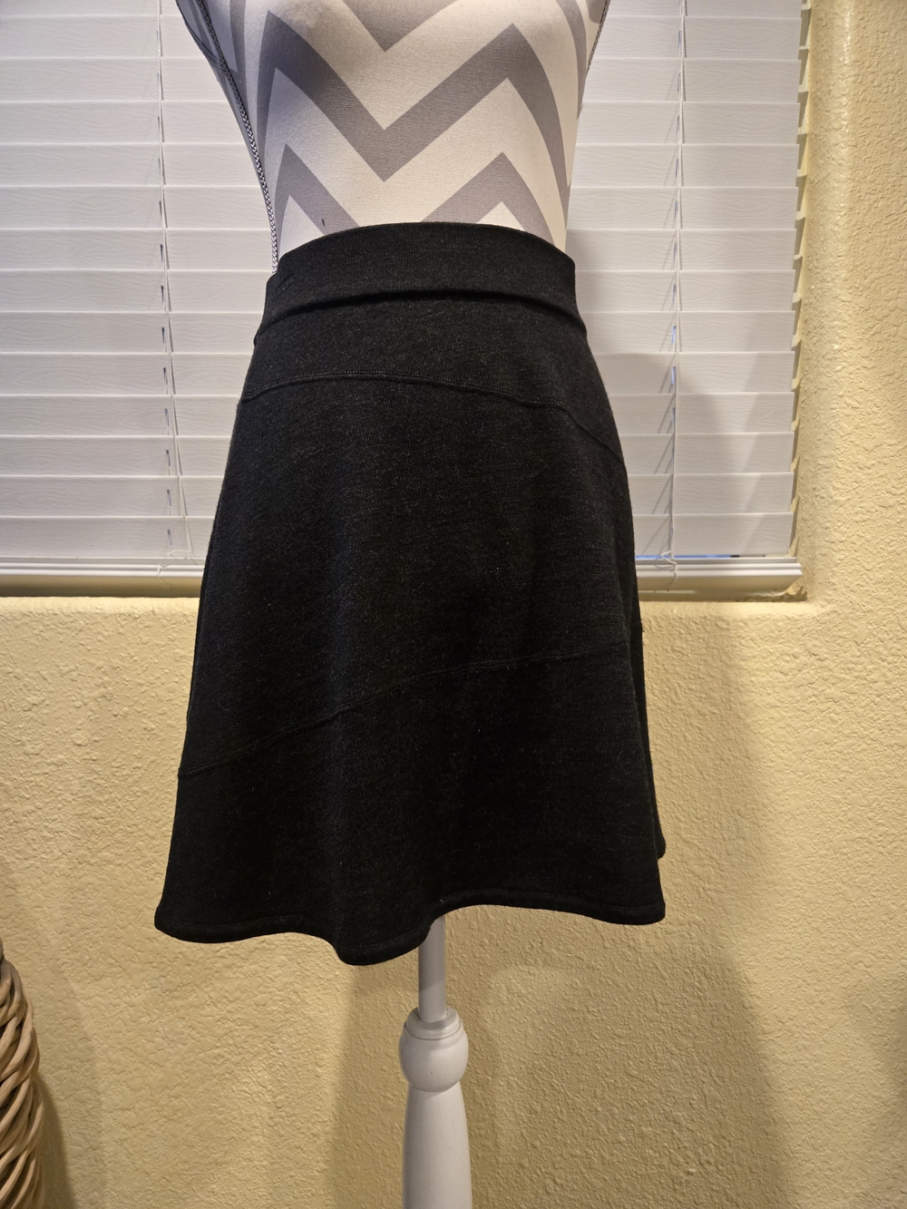 Krimson Klover Black A-Line Knit Skirt with Flared Hem